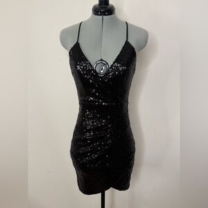 EVIE Black Sequin Mini Dress